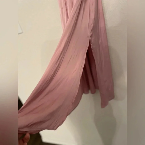 Old Navy bergamot satin waist defined tie back maxi dress with side slit size XS - Picture 2 of 10